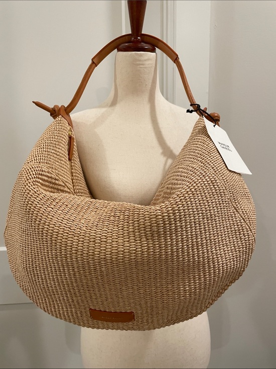 Mansur Gavriel Handbags - Mansur Gavriel Fortuna Raffia Hobo bag with Leather Handle